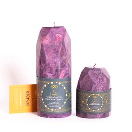 ETEREA - Juego de 2 Velas en forma de Cuarzo Amatista - ETV0003 - De Cera de Palma Natural Sustentable Intencionada