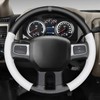 MEWANT Hand Sewn White Leather Steering Wheel Cover Wrap for