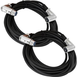 Seismic Audio - SAXRA15-2Pack - 2 Pack of 15 Foot XLR Right Angle Male to XLR Right Angle Female Microphone Cables - Mic Cords