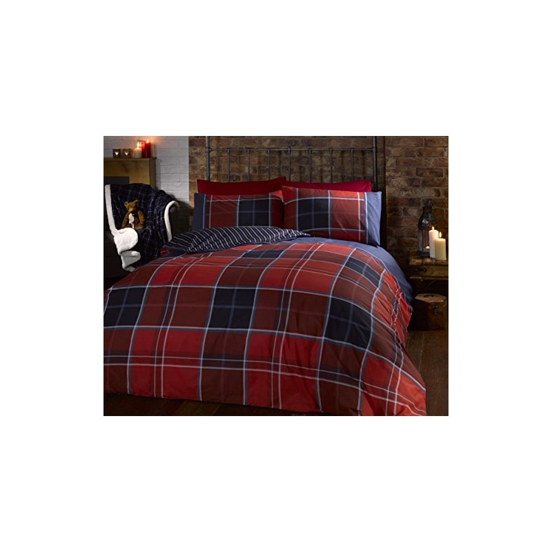 Argyle Single Quilt Duvet Cover and Pillowcase Reversible Bedding Bed