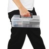 JUXYES Plastic Carry Storage Box with Removable Dividers, Clear Art