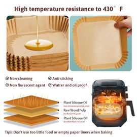 Air Fryer Liners, 100PCS, 8 Inch, Disposable Parchment Paper Sheets Square, Non-stick Airfryer Basket Paper Liners for Baking, Fit for Airfryer Oven Microwave
