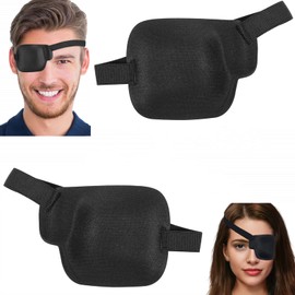 2Pcs 3D Eye Patches for Left and Right Adults Adjustable Eye Adjustable Medical Eyepatch for Lazy Eye Large Black (Left Eye + Right Eye)