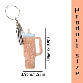 GroveEss Cup Key Ring,Cute Shiny Acrylic Keychain,Novelty Glitter Bottle Shape Pendant Keyring Gifts for Women Ladies Girls Purse Handbag Luggage Backpack Car Key Decoration(Brown)