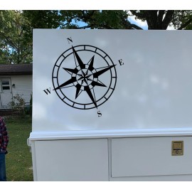 INCreation Compass Rose Decal, RV Trailer Decal, Camper Travel Compass Vinyl Sticker Sign