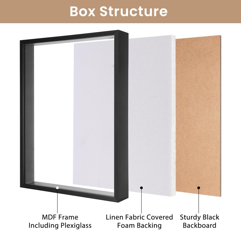 Califortree 12x16 Large Shadow Box Frame with Soft Linen Back