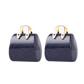 Wemeki Healing Crystals Bag, Natural Small Carving Bag, Gemstone Handbag Figurine Ornament Sculpture for Home Office Decor Energy Reiki (Synthetic Blue Sandstone 2PCS)