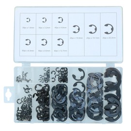 300pc E-Clip Assortment Retaining Snap Ring Circlip Kit 1.6-22.2mm E Clip