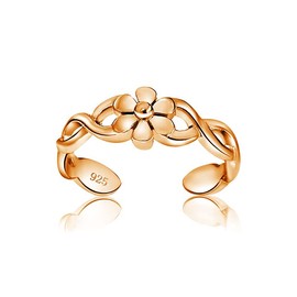 Hoops & Loops Aros y Lazos de Plata de Ley Trenzado Margarita Flor Dedo Anillo de Dedo del pie