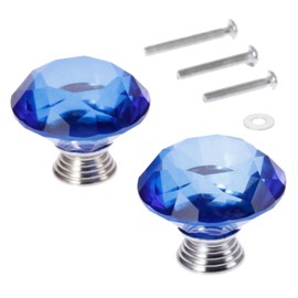 Mtsooning Crystal Cabinet Knobs, 4PCS Diamond Glass Handles Drawer Pulls for Dresser Closet Wardrobe Cupboard Door Kitchen Bathroom Furniture Decoration, with Mounting Screws(Blue)