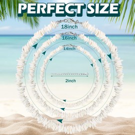 Funtery 6 Pcs White Puka Shell Necklace Hawaiian Seashell Necklace Beach Necklaces Clam Chips Surfer Necklace with 6 Extended Chain for Men Women(18 Inch)