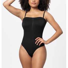 SHEKINI Women Shapewear Tummy Control Sculpting Bodysuit Strapless Body Shaper Thong Sculpt Body Shaper with Removable Straps