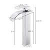 Rzoeox Tall Bathroom Vessel Faucet, Waterfall Design, Chrome Finish, Single