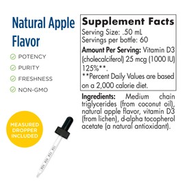 Nordic Naturals Plant-Based Vitamin D3 Liquid - 1 oz - 1000 IU Vitamin D3 - Healthy Bones, Mood & Immune System Function - Non-GMO, Vegan - 60 Servings