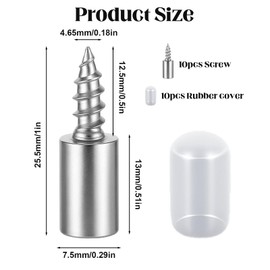 Shelf Brackets, Pack of 20, Floor Support Shelf Holder with Rubber Protection, Self-Tapping Shelf Support, Shelf Support for Furniture Cabinets, Diameter 7.5 mm