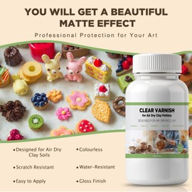 120ml Air Dry Clay Varnish - Air Dry Clay Sealant for Airdry Clay - Clear Varnish for Air Dry Clay Pottery - Gloss Finish Clear Varnish for Pottery, Used to Prevent Clay Cracking, Scratches, Wear