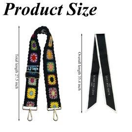 2 Pcs Crochet Flower Purse Straps,Replacement Shoulder Straps for Bags,Replacement Strap for Crossbody Bag,Adjustable Women's Crossbody Strap Replacement for Shoulder Bag Crossbody Bag Guitar Bag