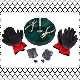 Chain Link Fence Privacy Tape Green 250 ft x 1.85 in – PVC Fence Covering Kit with 250 Fasteners & 2 Hole Punch Tools – Fence Slats Alternative Privacy Screen for Backyard Garden Fence