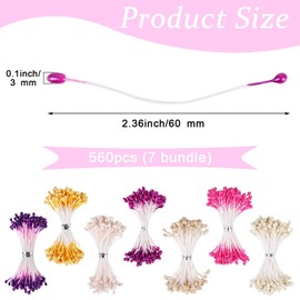 CCINEE 560pcs Flower Stamens for Crafts, 3mm Artificial Pearl Floral Pistil for Card Scrapbook Flower Buds Craft Making Decoratiaon DIY Floral Picks