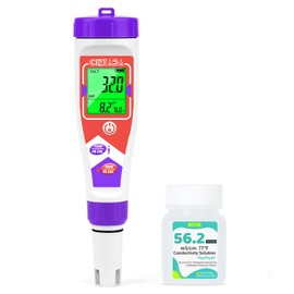 CIZTADA Saltwater Aquarium Salinity pH Tester for Reef Aquarium Digital Pool Salt Tester with 35ppt Calibration Solution Measure pH Salt EC TDS Temp 0-150ppt Large Range Salt Meter for Pool, Koi Pond