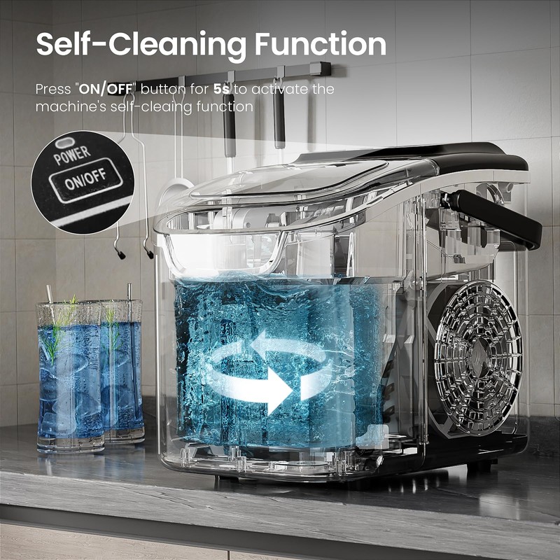 Countertop Ice Maker Machine – 8 Bullet Ice in 6
