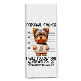 QGFM Funny Yorkie Hand Towels for Bathroom, Yorkie Gifts, Yorkie Gifts for Women, Yorkie Mom Gifts, Yorkshire Terrier Gifts Bathroom Hand Towels, Yorkie Dog Kitchen Towels Dish Towels, 16x24 Inch