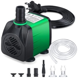 CWKJ Fountain Pump, 220GPH (15W 900L/H) Water Fountain Pump, Outdoor Submersible Fountain Pump with 6.5ft Tubing (ID x 1/3-Inch), 3 Nozzles for Aquarium, Pond, Fish Tank, Water Pump Hydroponics