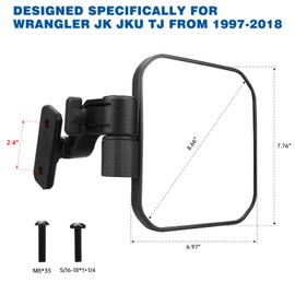 Wrangler Mirrors Doors Off Compatible with Wrangler JK TJ & Unlimited 1997-2018,Wrangler Mirrors Can Automation Folded and Reset When Encountering Obstacles,The HD Large Field of View is Anti-shaking