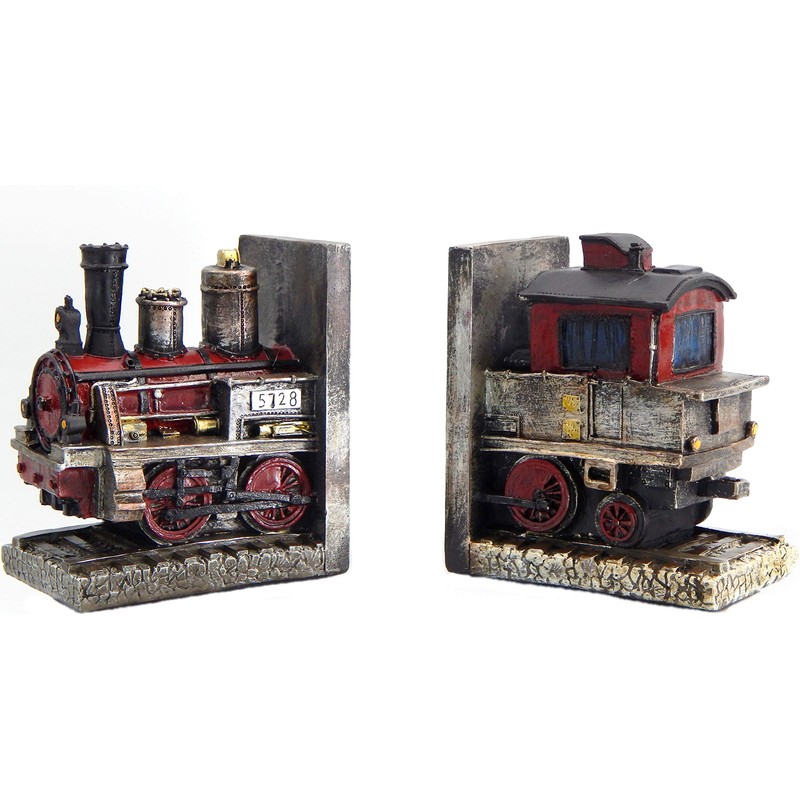 Bellaa 20928 Train Bookends Steam Locomotive Engine 6 Inch