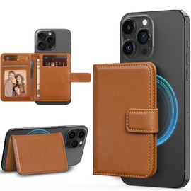LOHASIC Leather Wallet Card Holder Compatible with MagSafe, Light Brown, Business