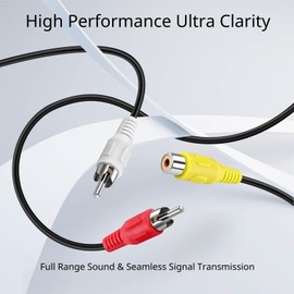 TNP Cinch Verlängerung, Chinch Verlängerungskabel - 5m, 3X Cinch-Stecker auf 3X Buchse, RCA Audiokabel für Lautsprecher, Compenent-Video AV Receiver, Stereoverstärker, rot/weiß/gelb