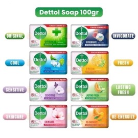 DETTOL ANTIBACTERIAL SOAP 100G, ASSORTED PACK OF 12
