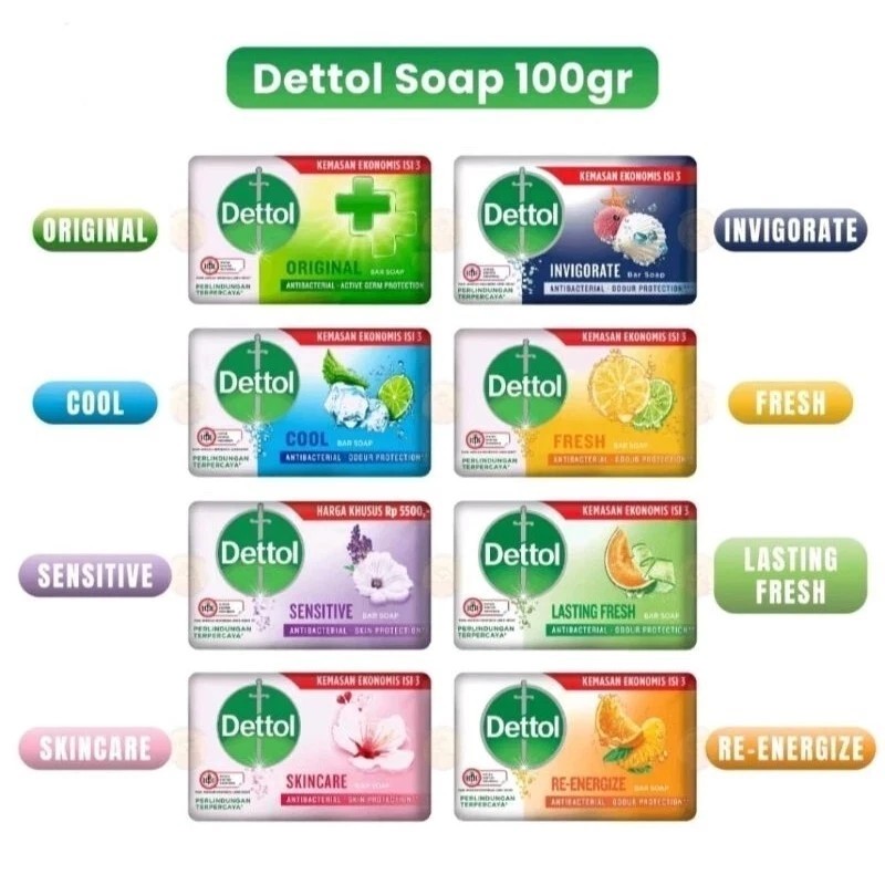 DETTOL ANTIBACTERIAL SOAP 100G, ASSORTED PACK OF 12