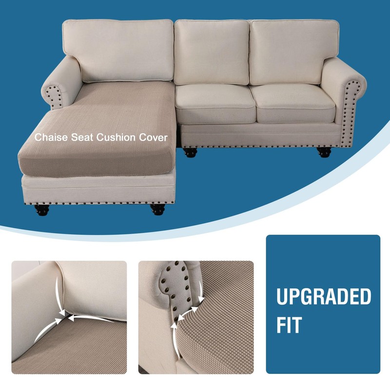 H.VERSAILTEX Sectional Couch Covers 1 Piece Chaise Slipcover L Shape