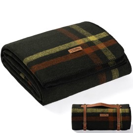 Molithe 100% Wool Blanket, 62" x 86", Warm, Thick, Washable, Military