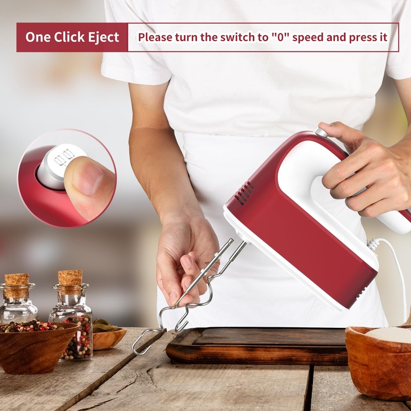 Yomelo 9-Speed Digital Hand Mixer Electric, 400W Powerful DC Motor,