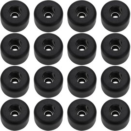 Roczential 16 Pack Speaker Rubber Feet with Stainless Washer Round Rubber Feet for Subwoofer Speaker Road Case Furniture Feet (25x15mm Black)