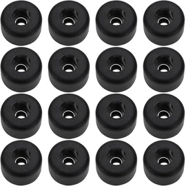 Roczential 16 Pack Speaker Rubber Feet with Stainless Washer Round Rubber Feet for Subwoofer Speaker Road Case Furniture Feet (25x15mm Black)