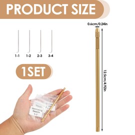 4PCS Wig Ventilating Needles with 1 Brass Holder for Lace Wig Making, Hair Extensions, Repair, Toupee, Beading, Closure, Feather Install Tool Kit for DIY Hair Stylists