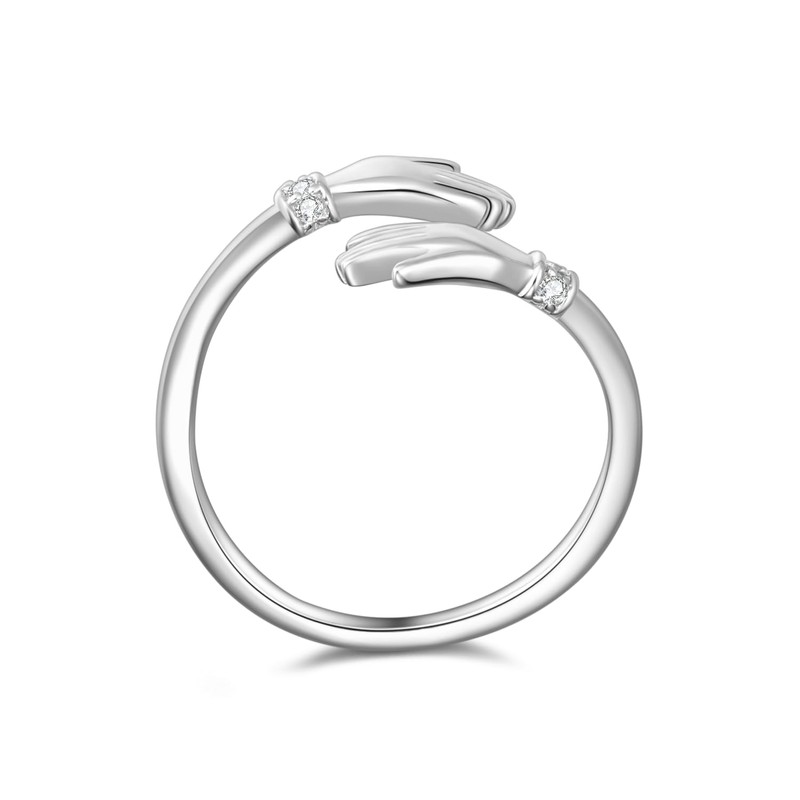 Hugging Ring Made of 925 Sterling Silver, Hugging Hands Design
