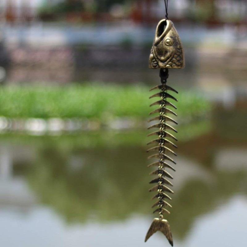 WANLIAN Fish Skeleton Wind Chime,Fishbone Wind Chime,Wind Chimes Vintage Fishbone