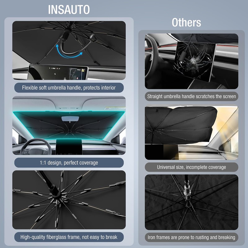 INSAUTO Windshield Sun Shade Umbrella for VW/Volkswagen Tiguan 2018-2025, Foldable