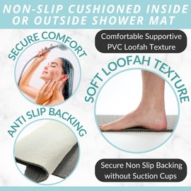ENKOSI Loofah Bath Mats for Tub - Bathtub Mat Non Slip - Bath Mats for Bathroom Tub - Non Slip Bath Mats for Tub Soft - Non Slip Bath Mat for Textured Tub - Tub Liner - Bathtub Non Slip(Gray 31x16)