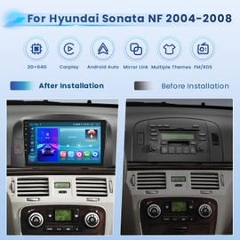 Inefala 2+64G Android 13 CarPlay Car Stereo Radio for Hyundai Sonata NF 2004-2008, 9'' HD Touch Screen Compatible with Android Auto, AHD Backup Camera, Mirror Link, GPS, WiFi, FM RDS
