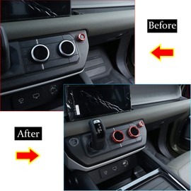 CHEYA Aluminum Alloy Car Interior Air Conditioning & Volume Adjustment Knobs Decorative Cover Trim for Land Rover Defender 110 2020 Accessories (Red)