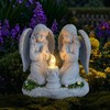 Solar Powered Twin Angel Garden Statue 6.49 Inch - Waterproof