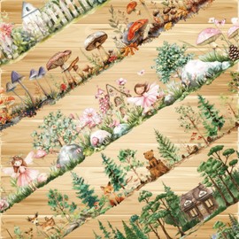 GaoSiMoZ 6-Roll Pack of Pet Tape,DIY Handheld Account Personalization Pet Washi Tape,Can Be Collaged Freely,Used for Gift Packaging and Home Decoration Clear Flower Stickers Roll(Plant Style)