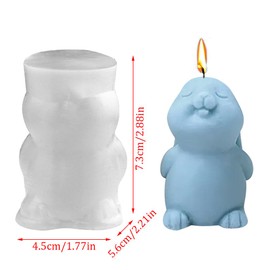 1PCS Easter Bunny Candle Molds Resin Molds,Cute Standing with Closed Eyes Rabbit Epoxy Resin Silicone Molds 3D Animal Candle Molds Silicone Resin Mold for Home Room Decor Craft Candle Making Supplies