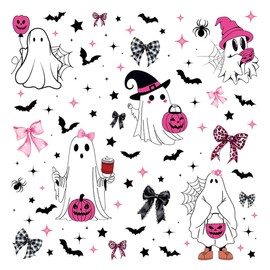 Halloween Window Clings - Pink Ghost Window Stickers for Glass