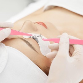 2 Pcs Eyelash Extension Tweezers, Stainless Steel Straight and Curve Tip Tweezers,Nail Art Tweezers, for Eyelash Extensions